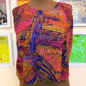 🎨 Vintage Abstract Print Sleeveless Top